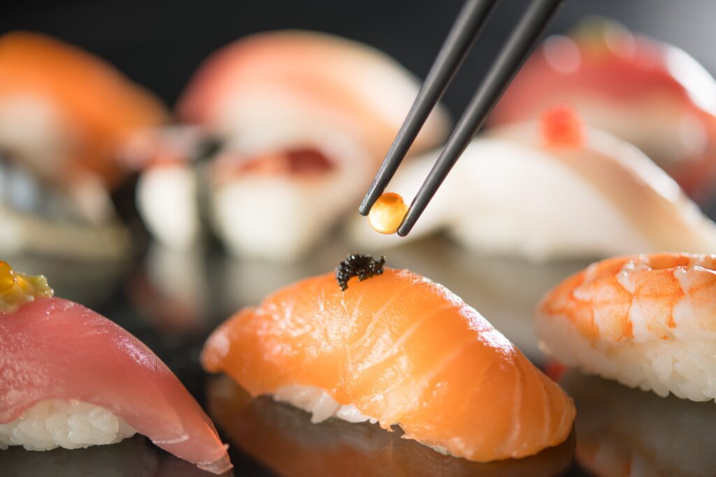 Sushi, popular Japanese dishes