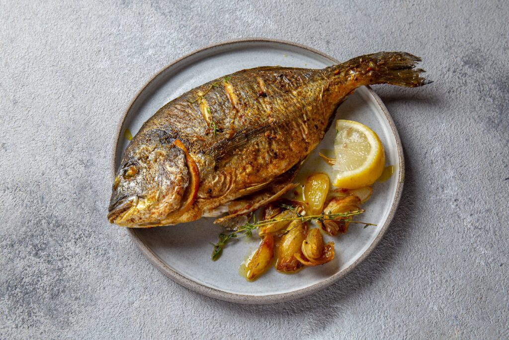 roasted sea bream as a japanese seafood dish