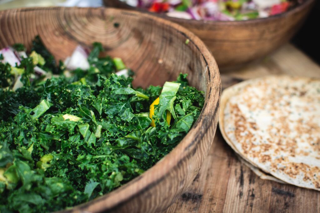 Kale salad with dressing as a Japanese Side Dish