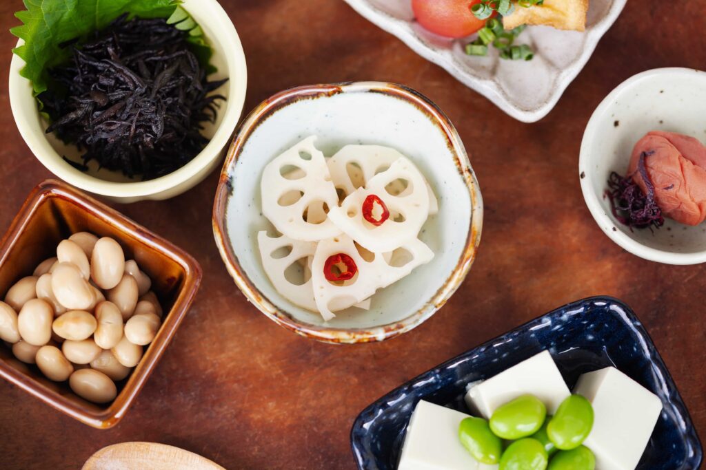 Table of healthy Japanese Foods